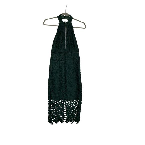 Bardot Green Gemma Lace Halter Cocktail Midi Dress | Size S - Picture 3 of 12